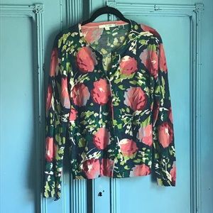 Boden Wool floral cardigan pink and green